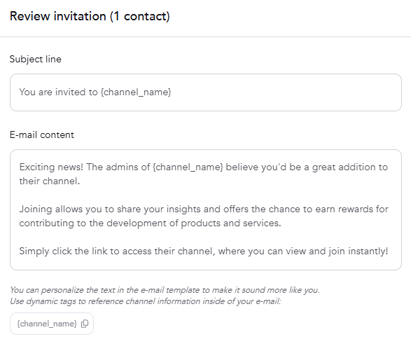 Community invitation message